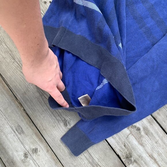 Vintage Burberry Quarter Zip Sweater Medium Blue - Picture 4 of 10